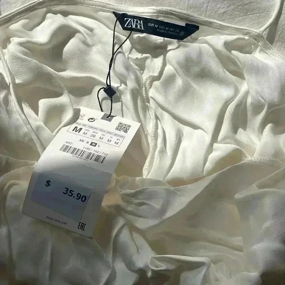 Zara Womens Cami Tank Top - Off White Cowl Neck Draped Top - Picture 2 of 3